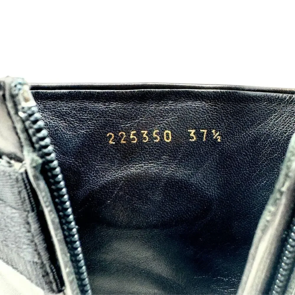 Gucci GG Logo Interlocking Monogram Black Leather High Heels Mid-Calf Boots 37.5 - Picture 8 of 11